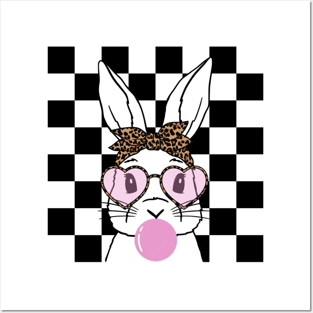 Leopard Easter Bunny Rabbit Happy Easter Day Wall Art by Maddalena's